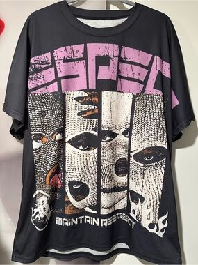 Oversized Graphic T-Shirt Black Ski Mask Graphic “Maintain Respect” Unisex